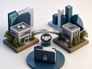 中小企業のM&Aプロセスを表すビジネスビジュアル